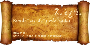 Kovács Árvácska névjegykártya